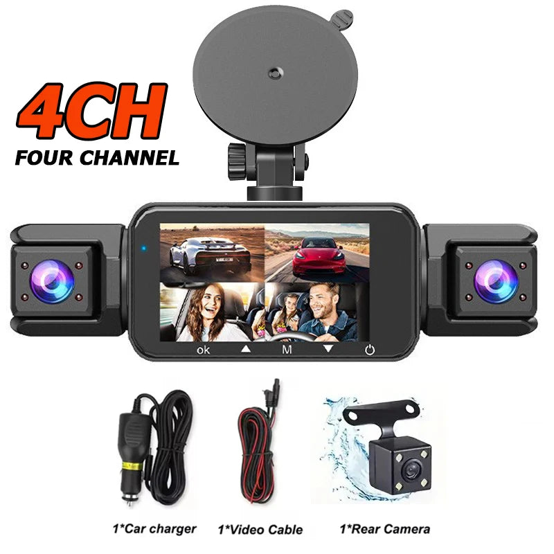 4-Lens 360° Dash Cam – 1080P Full Car View