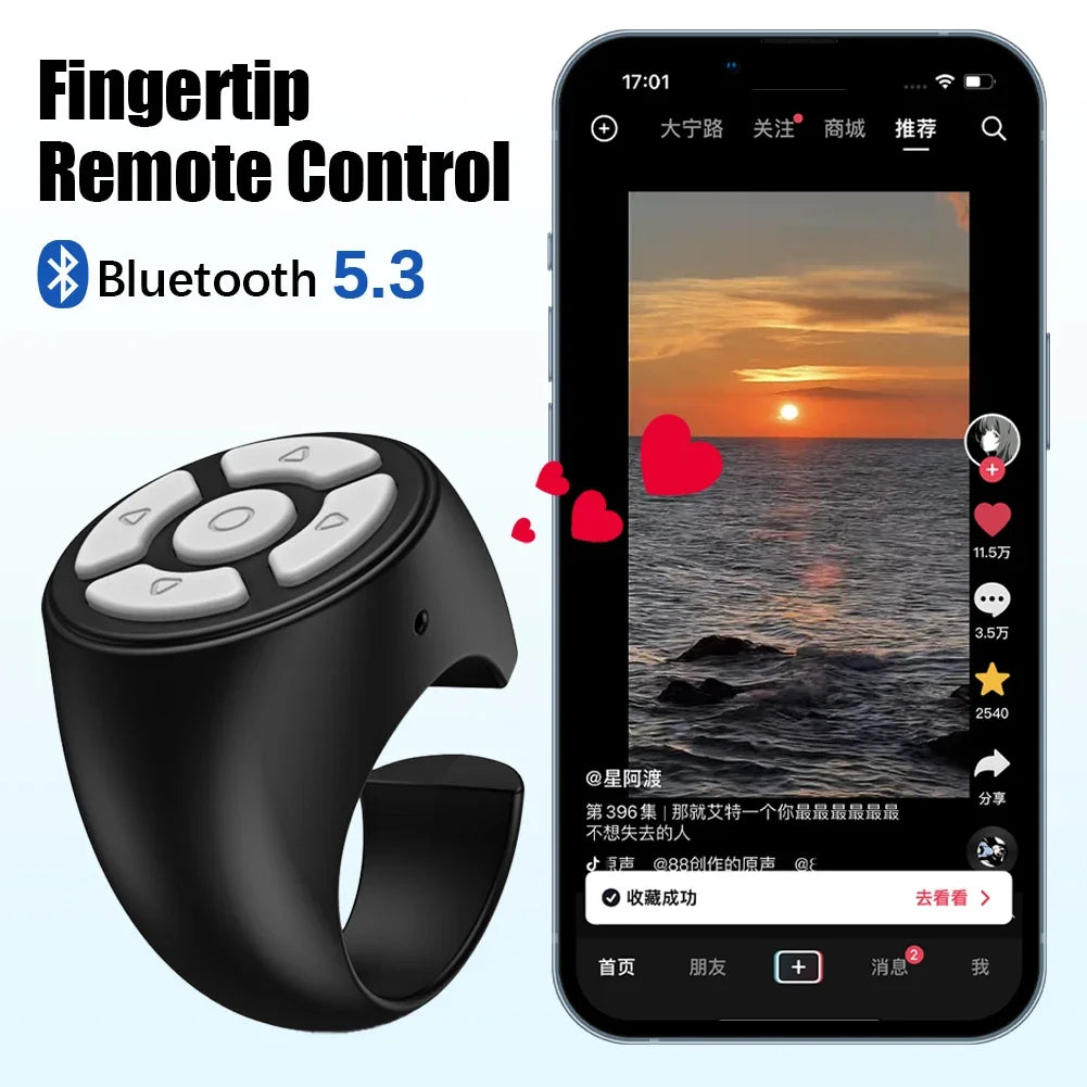 Remote Control Scrolling Ring Wireless Finger Shutter  Page TurnerMobile Phone Controller Bluetoothcompatible