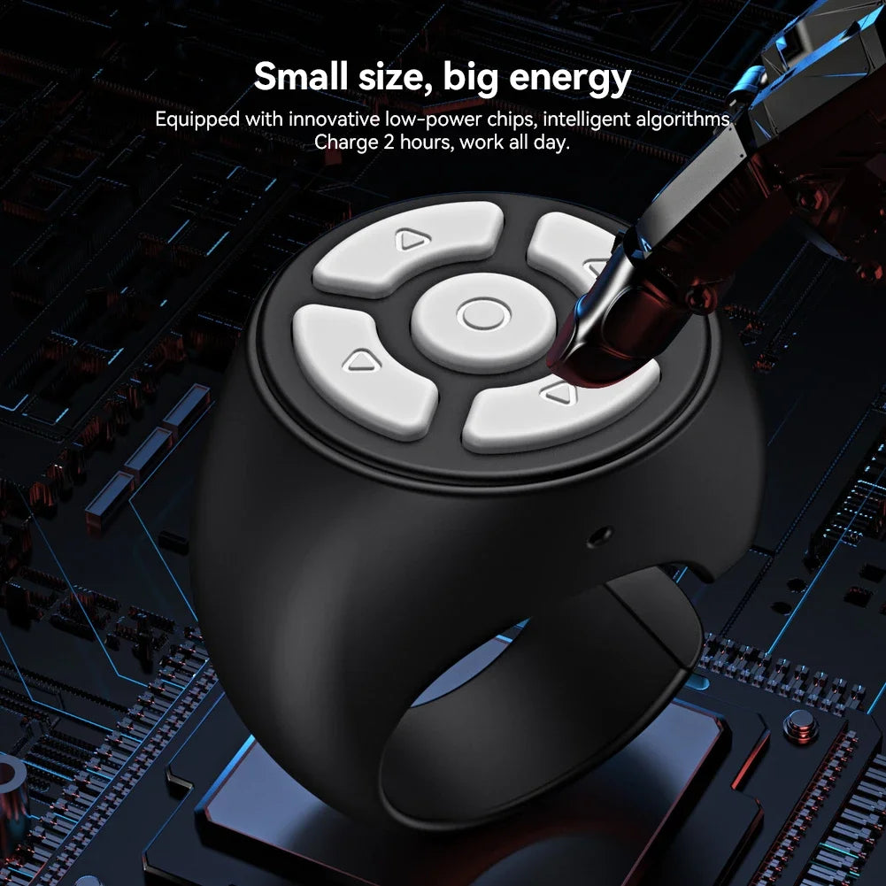 Remote Control Scrolling Ring Wireless Finger Shutter  Page TurnerMobile Phone Controller Bluetoothcompatible