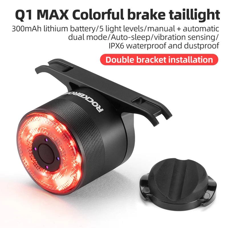 Bicycle Tail Light ROCKBROS Smart Brake Sensing Rear Bike Light