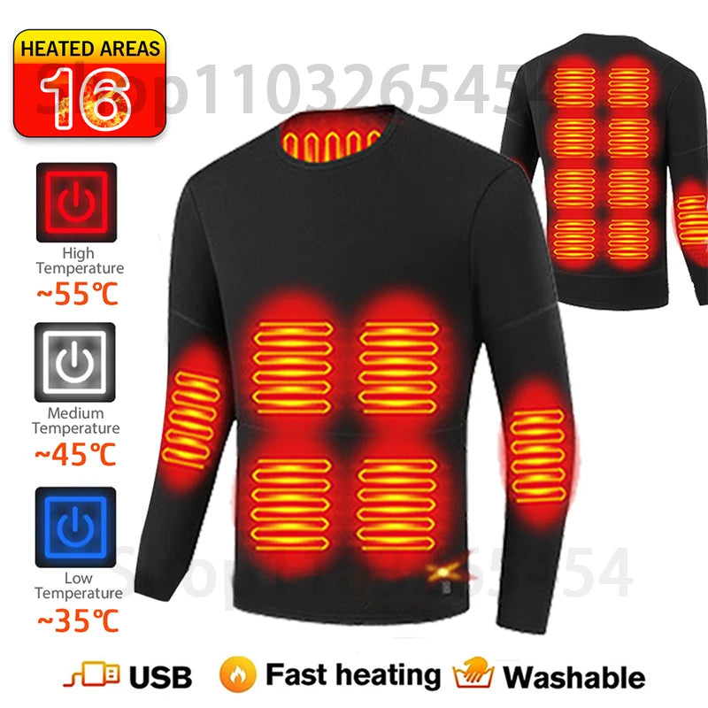 Underwear Winter Thermal Underwear 52 Areas New Heated  Women Men Heating Jacket Winter Accessories USB Electric Heating Clothes