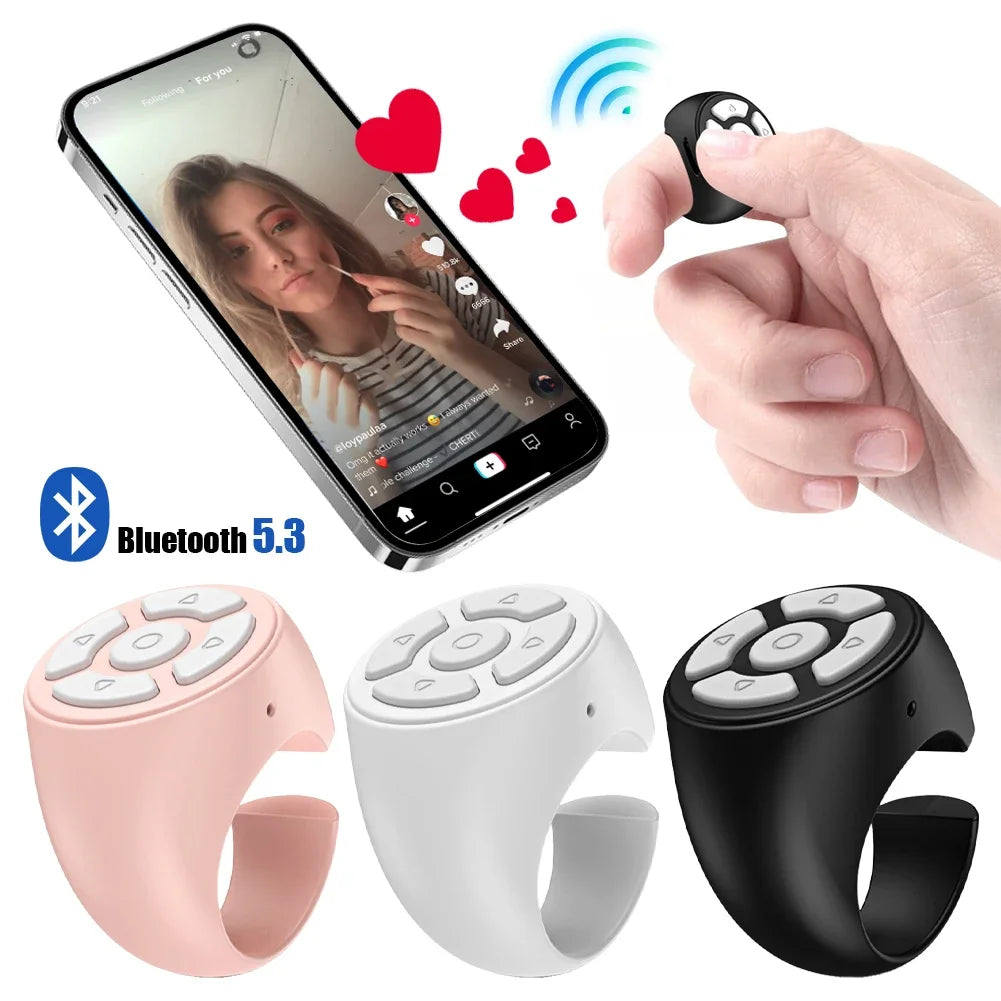 Remote Control Scrolling Ring Wireless Finger Shutter  Page TurnerMobile Phone Controller Bluetoothcompatible