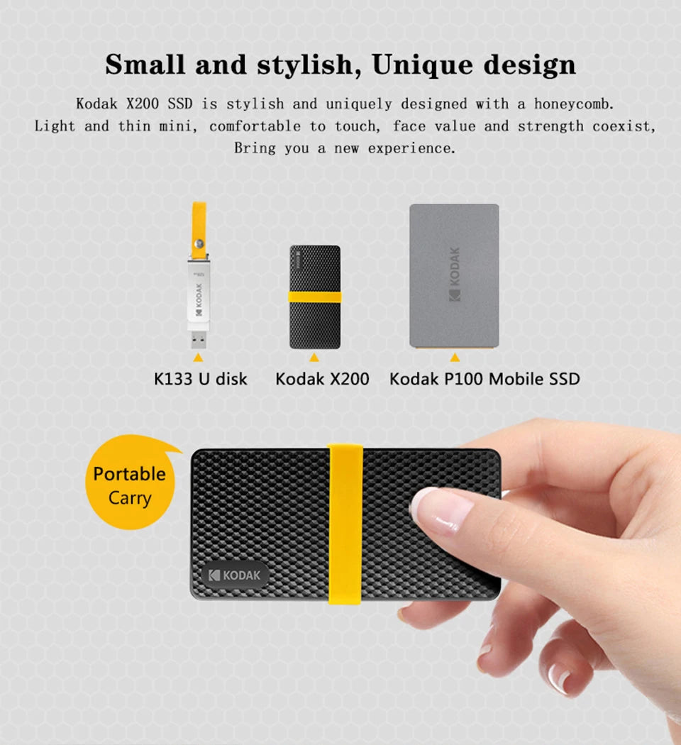 Kodak X200 Portable SSD – USB 3.1 Type-C
