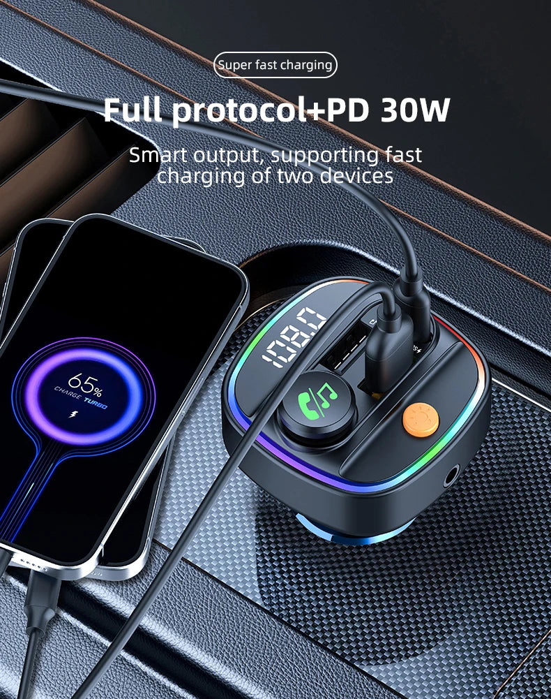 Bluetooth 5.3 FM Transmitter & MP3 Player