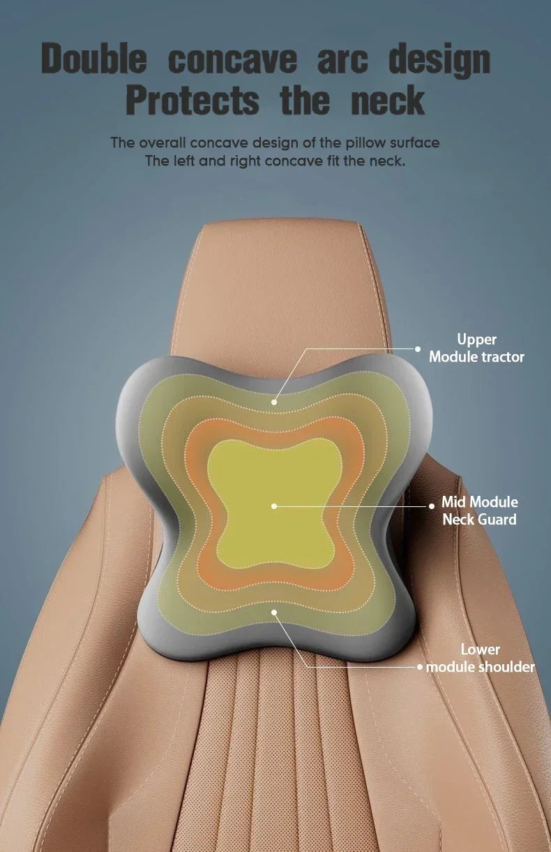 Memory Foam Car Lumbar & Neck Support Pillow – Washable & Universal Fit