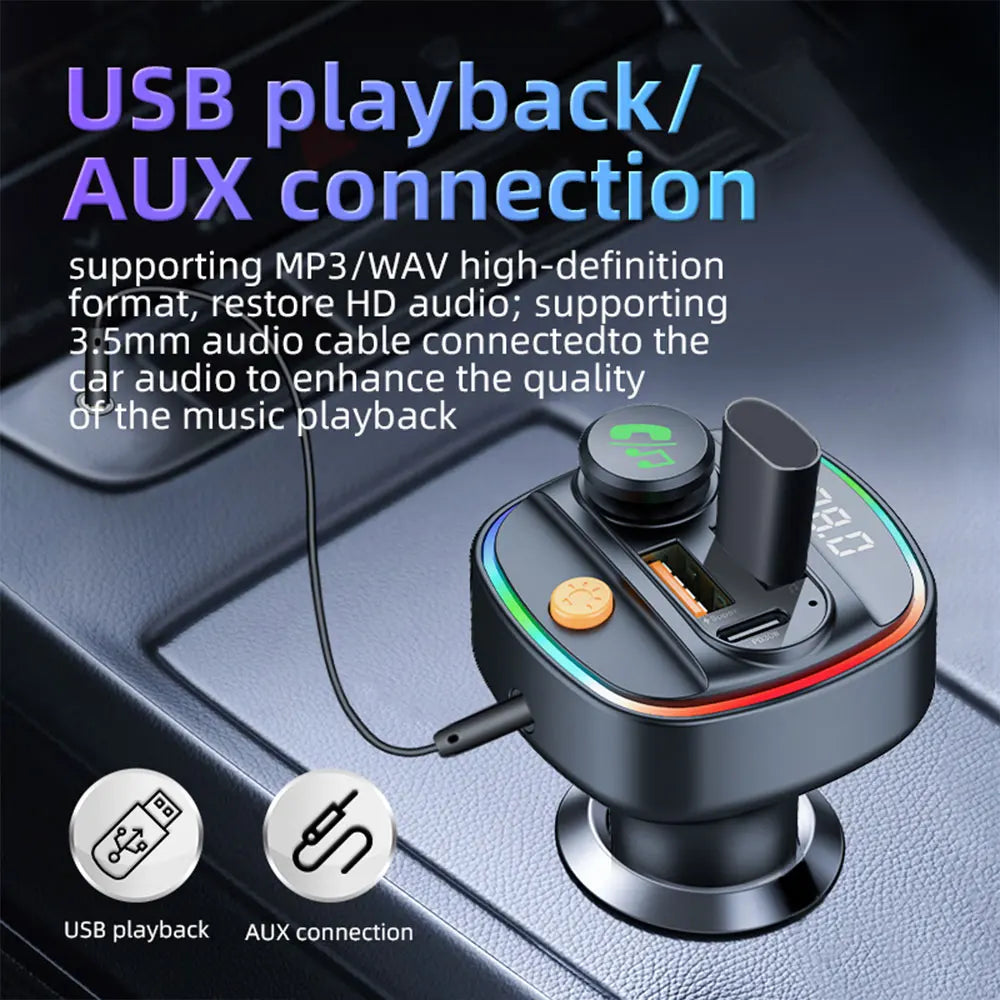 Bluetooth 5.3 FM Transmitter & MP3 Player
