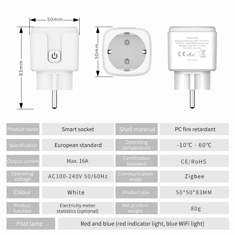 Tuya WiFi Smart Plug Socket EU