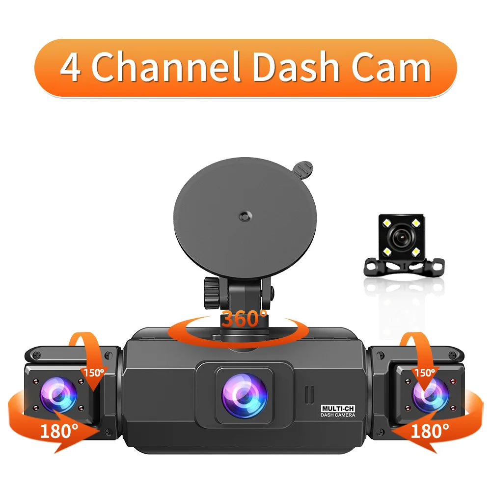 4-Lens 360° Dash Cam – 1080P Full Car View