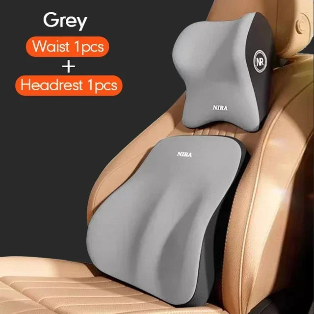 Memory Foam Car Lumbar & Neck Support Pillow – Washable & Universal Fit