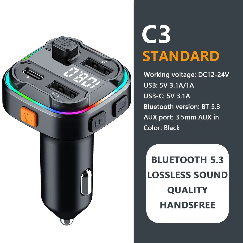 Bluetooth 5.3 FM Transmitter & MP3 Player