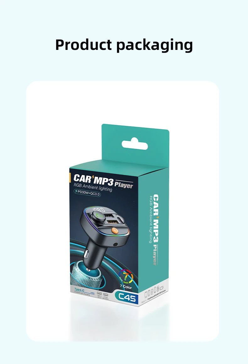 Bluetooth 5.3 FM Transmitter & MP3 Player