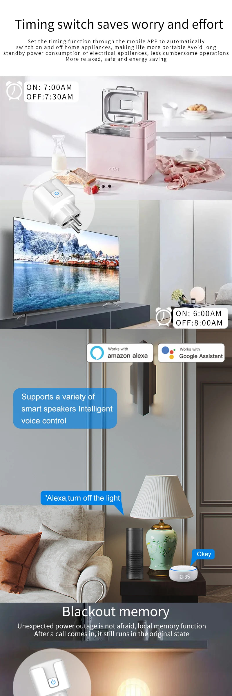 Tuya WiFi Smart Plug Socket EU
