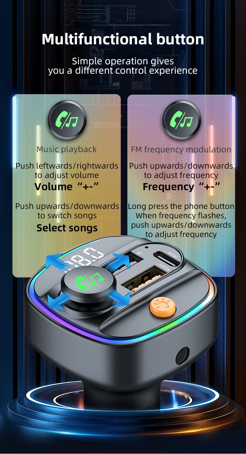 Bluetooth 5.3 FM Transmitter & MP3 Player