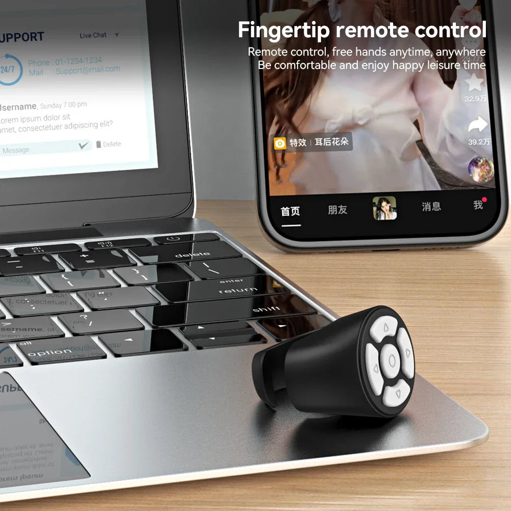 Remote Control Scrolling Ring Wireless Finger Shutter  Page TurnerMobile Phone Controller Bluetoothcompatible