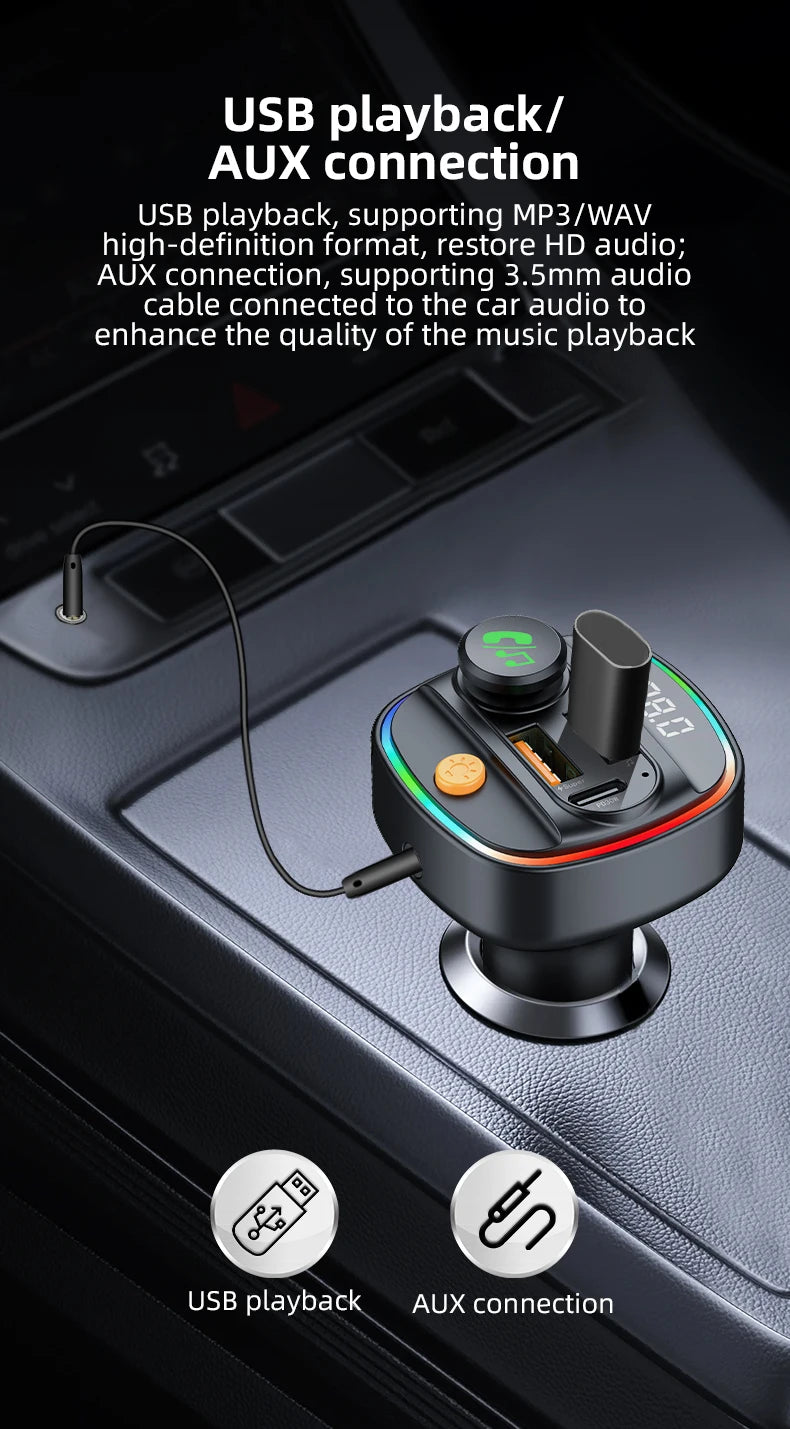 Bluetooth 5.3 FM Transmitter & MP3 Player