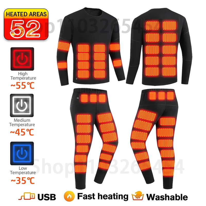 Underwear Winter Thermal Underwear 52 Areas New Heated  Women Men Heating Jacket Winter Accessories USB Electric Heating Clothes