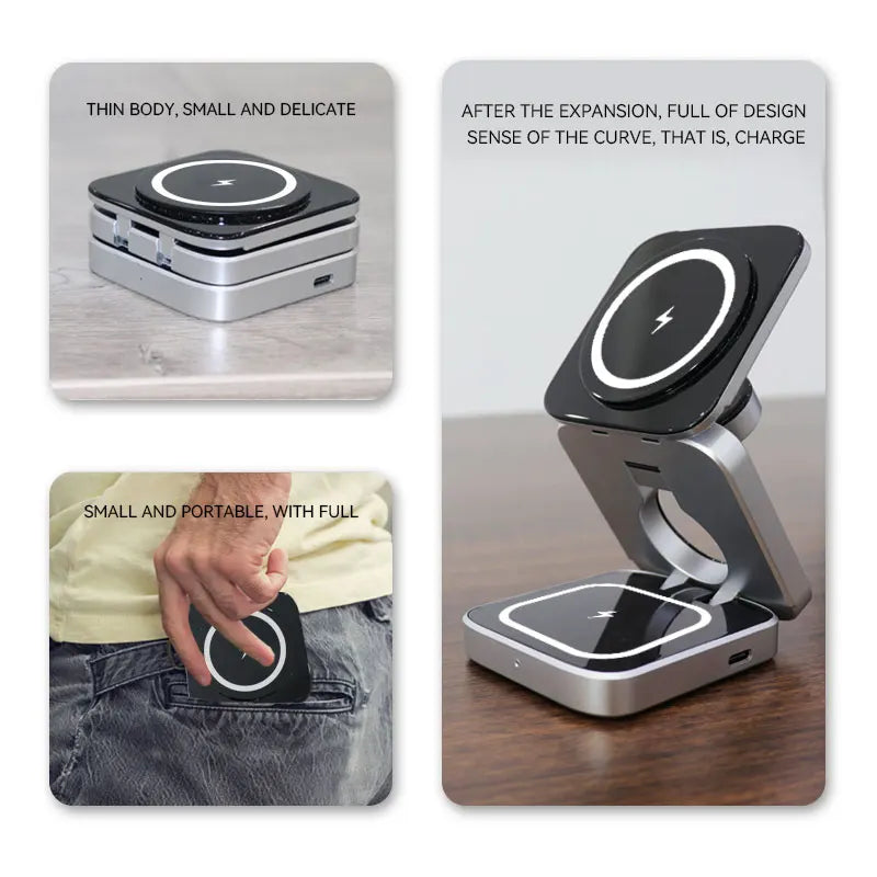Foldable 3-in-1 Magnetic Wireless Charger