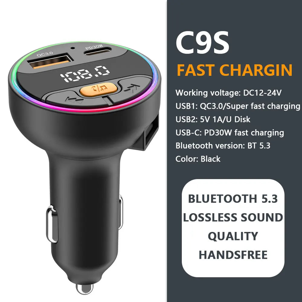 Bluetooth 5.3 FM Transmitter & MP3 Player