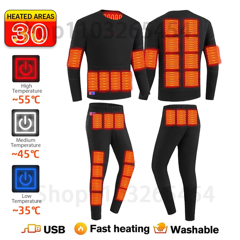 Underwear Winter Thermal Underwear 52 Areas New Heated  Women Men Heating Jacket Winter Accessories USB Electric Heating Clothes