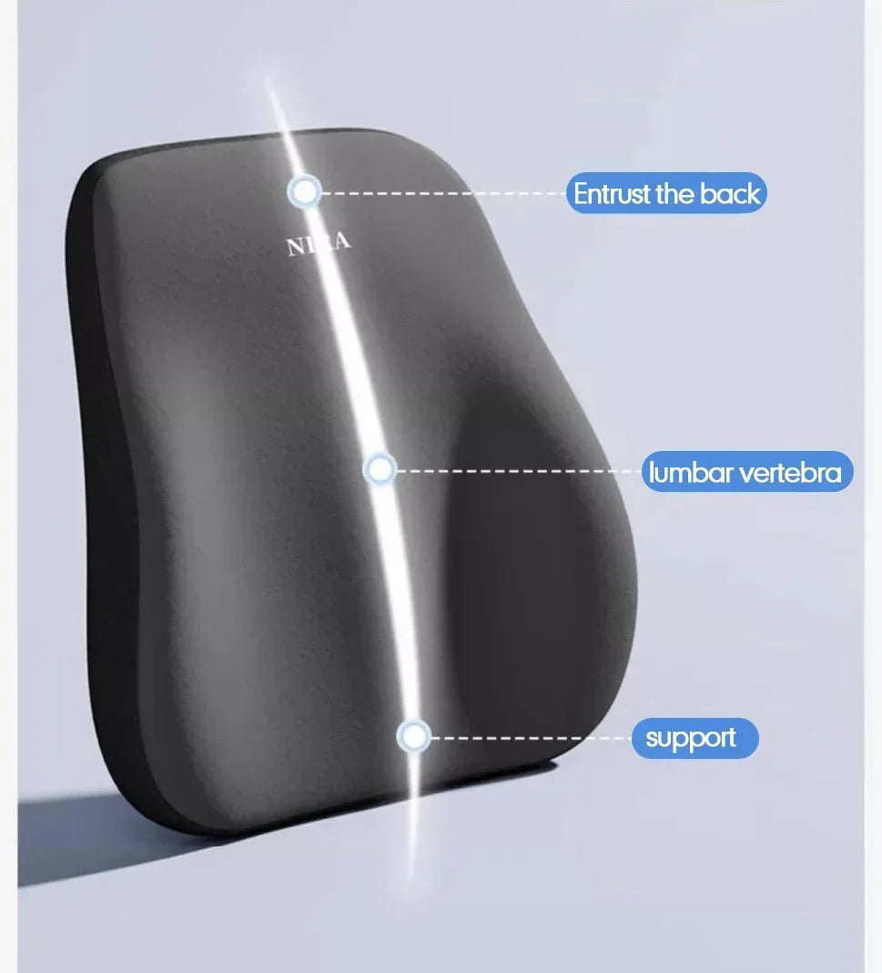 Memory Foam Car Lumbar & Neck Support Pillow – Washable & Universal Fit