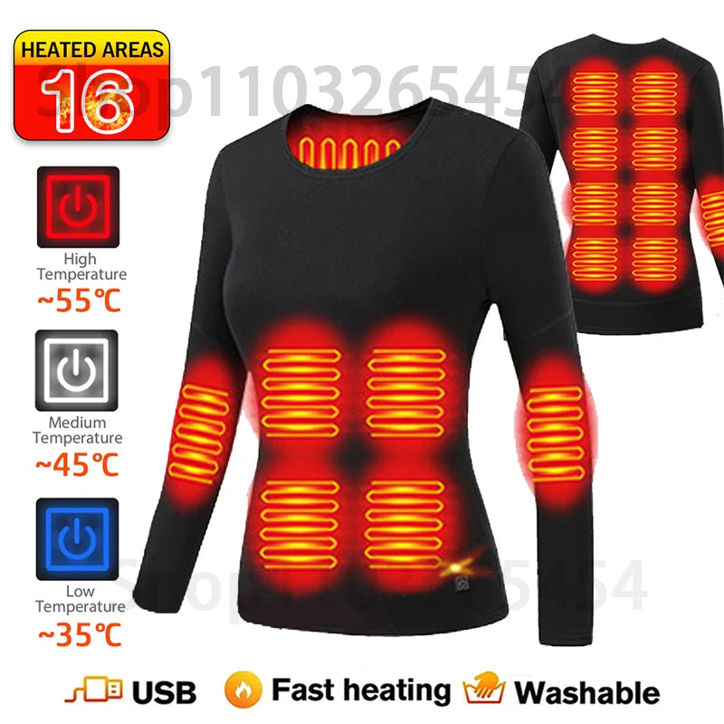 Underwear Winter Thermal Underwear 52 Areas New Heated  Women Men Heating Jacket Winter Accessories USB Electric Heating Clothes