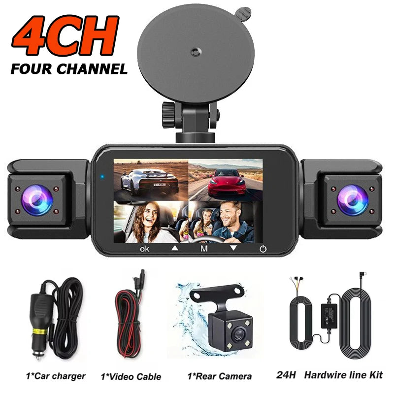 4-Lens 360° Dash Cam – 1080P Full Car View
