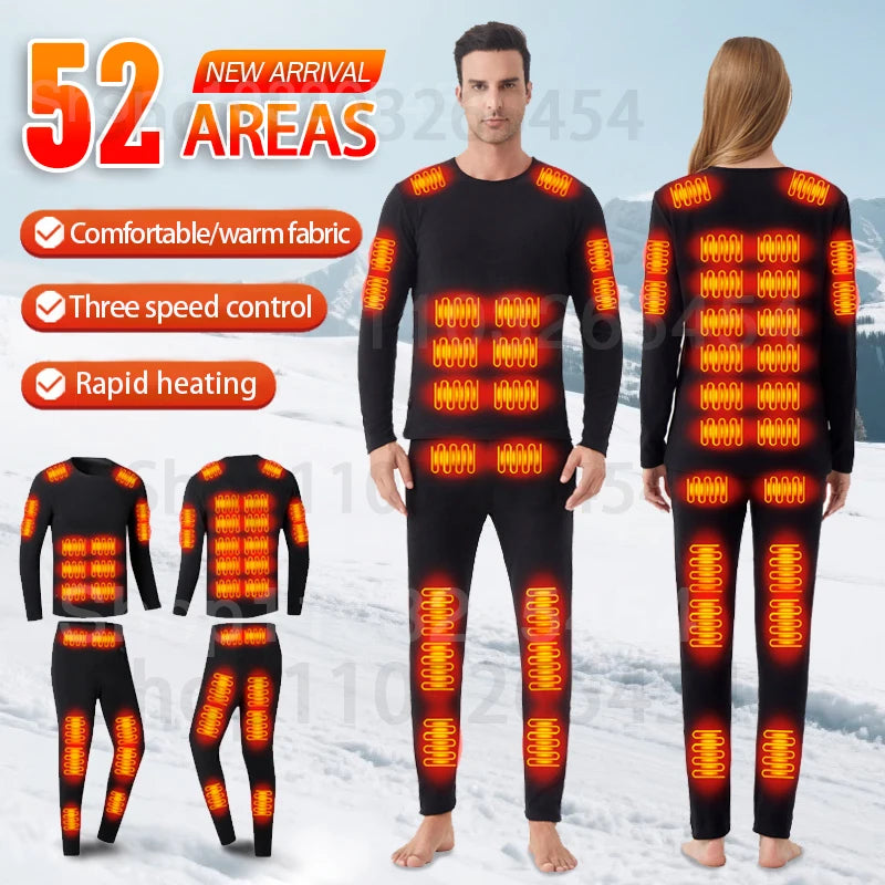 Underwear Winter Thermal Underwear 52 Areas New Heated  Women Men Heating Jacket Winter Accessories USB Electric Heating Clothes