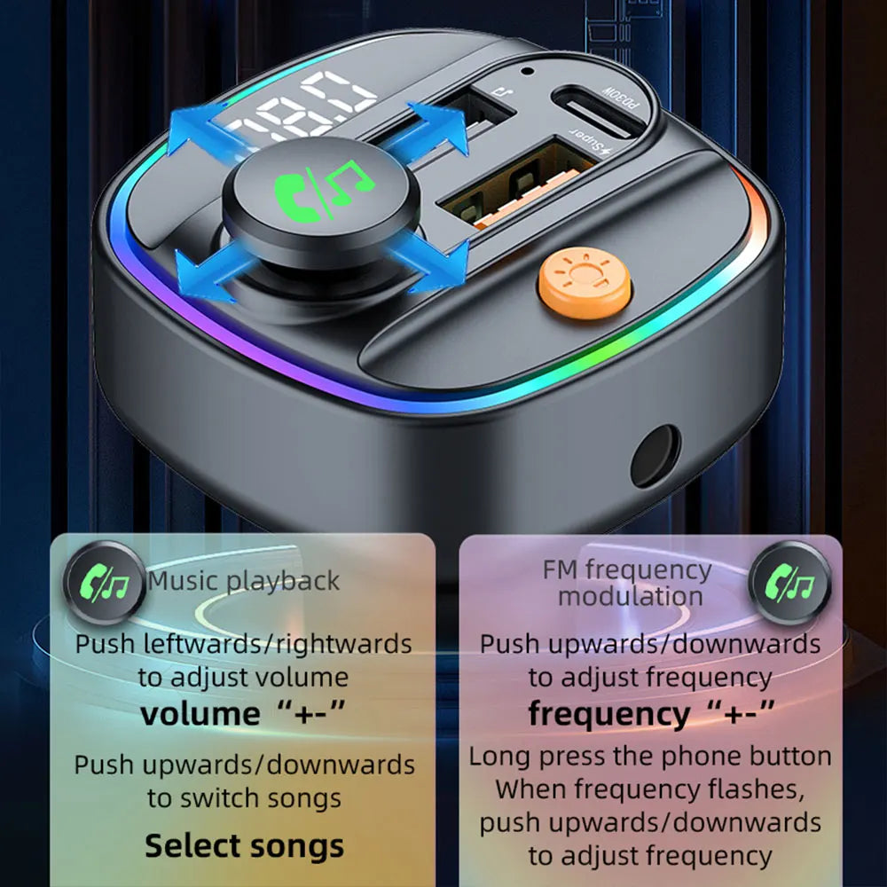 Bluetooth 5.3 FM Transmitter & MP3 Player