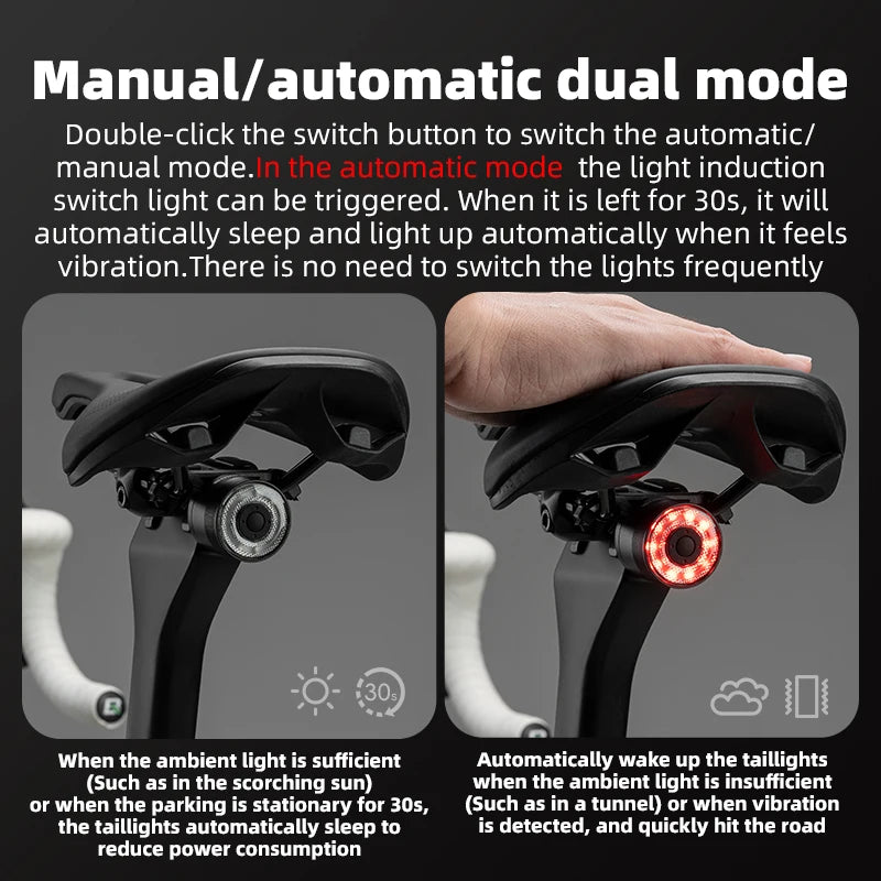 Bicycle Tail Light ROCKBROS Smart Brake Sensing Rear Bike Light