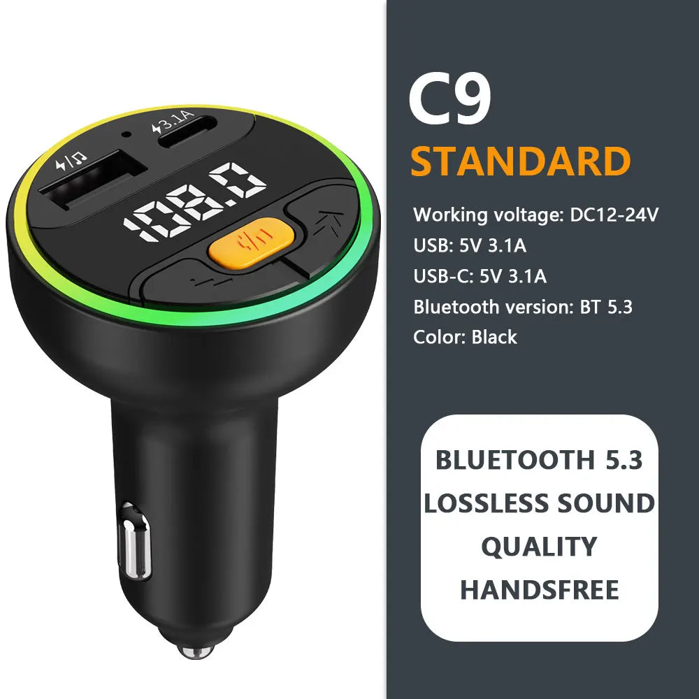 Bluetooth 5.3 FM Transmitter & MP3 Player