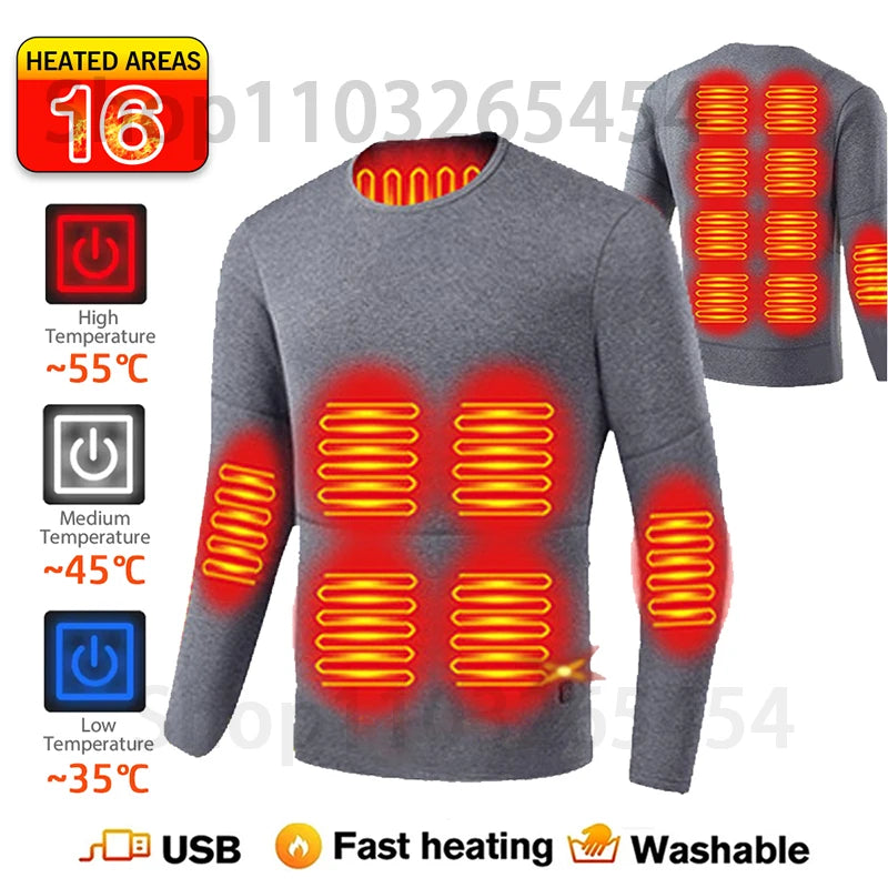 Underwear Winter Thermal Underwear 52 Areas New Heated  Women Men Heating Jacket Winter Accessories USB Electric Heating Clothes