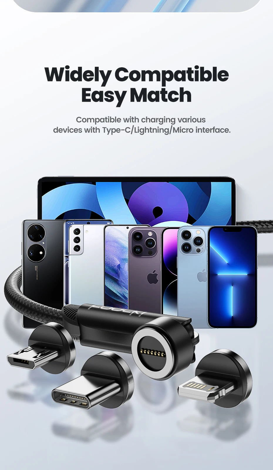 Magnetic USB-C & Micro USB Charging Cable
