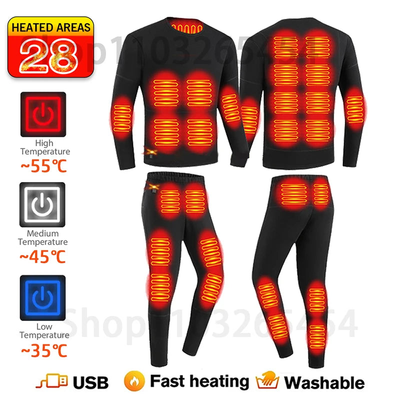 Underwear Winter Thermal Underwear 52 Areas New Heated  Women Men Heating Jacket Winter Accessories USB Electric Heating Clothes