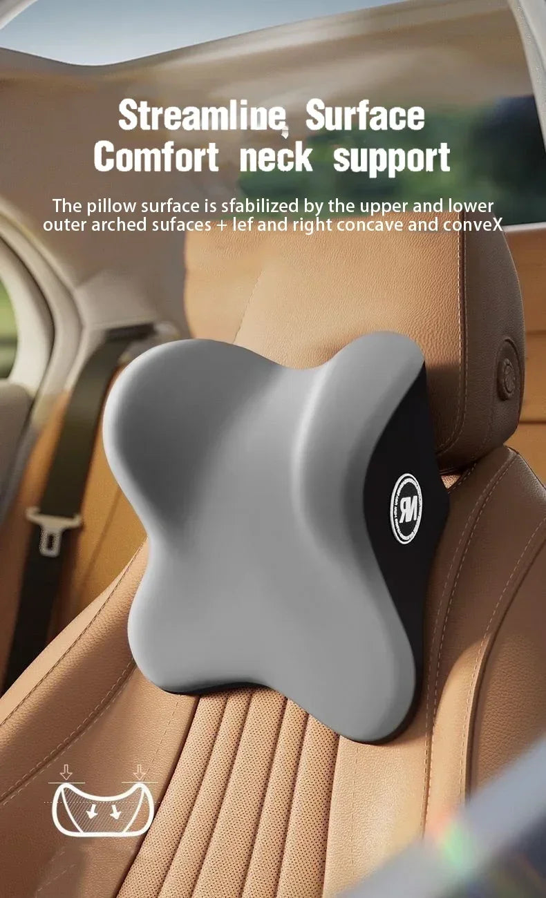 Memory Foam Car Lumbar & Neck Support Pillow – Washable & Universal Fit