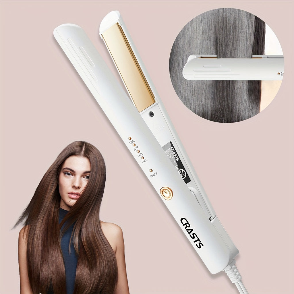Hair Straightener CRASTS Titanium Flat Iron, 24W Unisex Adult  with 4-Temperature Settings, 220V Type C Plug, No Battery Required, for Straightening and Styling Hair, Home Use