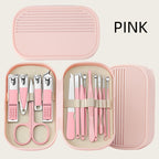 Nail & Foot Care Set  14pcs Stainless Steel with Plastic Storage Case - 3 Colors (Pink, Blue, White) - Heavy-Duty Manicure & Pedicure Kit with Scissors, Cuticle Pusher, Nail File, Cuticle Nipper, Remover, Cuticle Trimmer, Nail