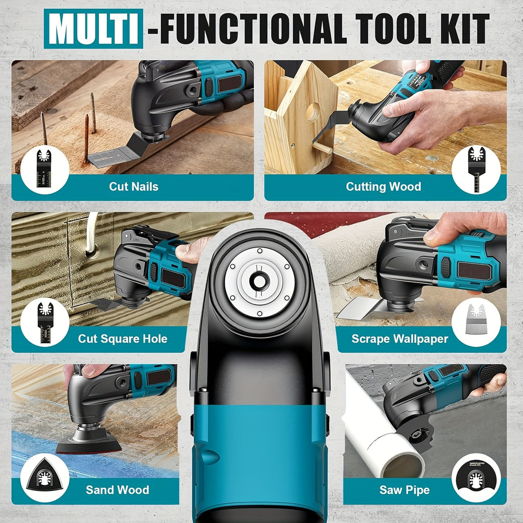Oscillating Multi-tool, Equipped with 2x1500mAh Batteries Or Bare Tools Without Battery Cordless