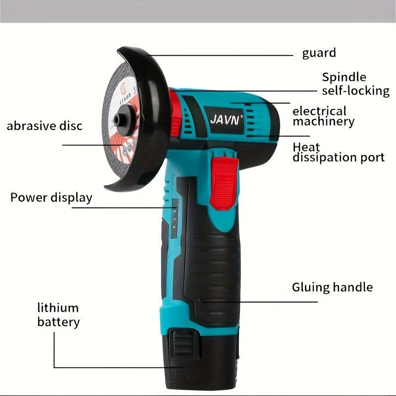 JAVN 12V Cordless Angle Grinder - 19500 RPM Powerful Electric Grinding & Polishing Machine