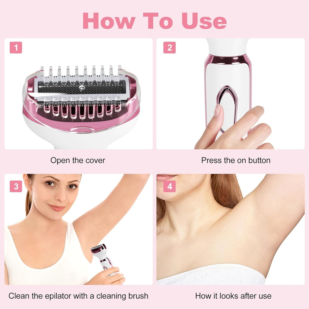 Hair Remover 4in1 Women's Electric  Multifunctional Women's Electric Shaver Trimmer Set Bikini Line Trimmer for Women USB Rechargeable for Eyebrows, Nose, Face Legs Hair Removal Portable Gentle Perfect Gift for Women