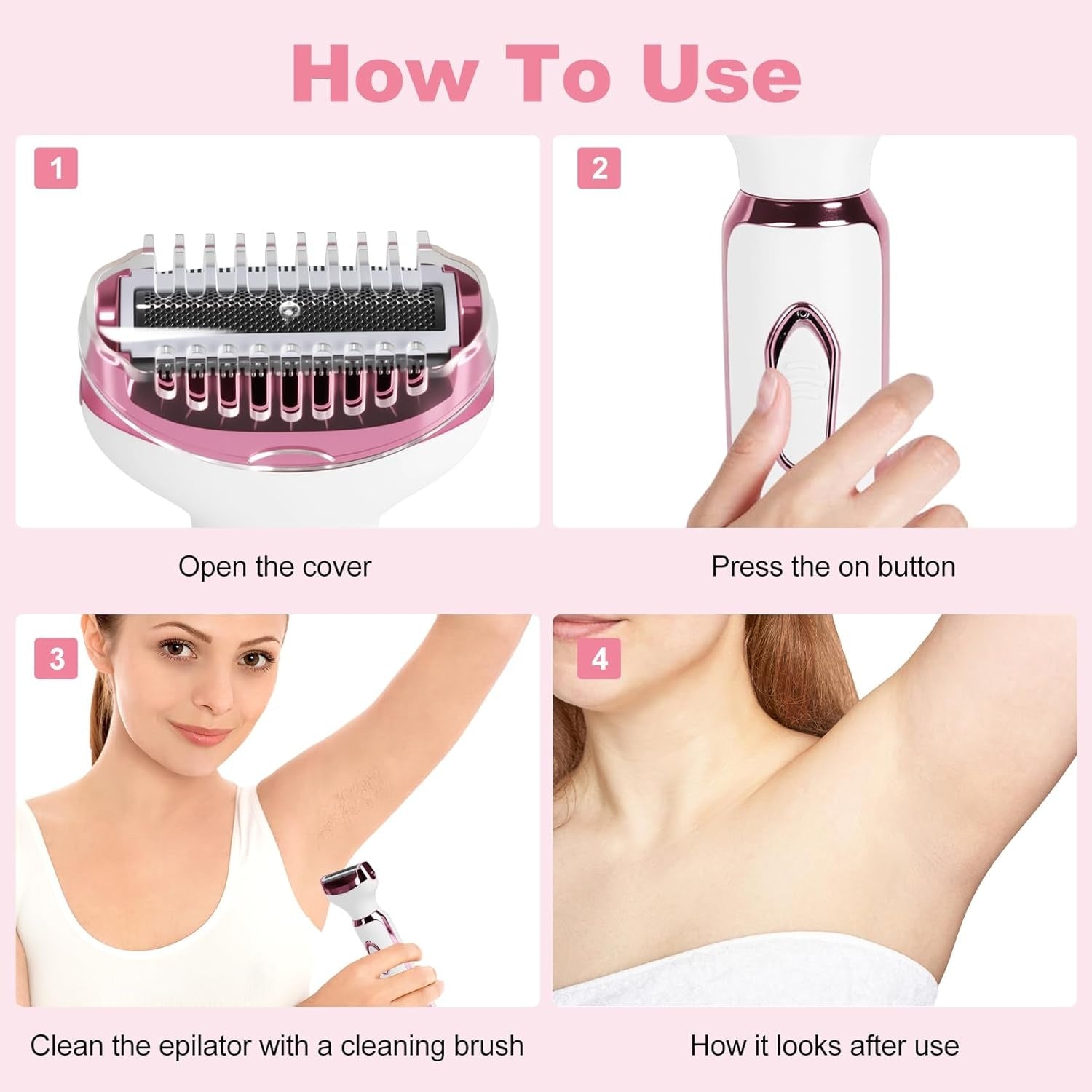 Hair Remover 4in1 Women's Electric  Multifunctional Women's Electric Shaver Trimmer Set Bikini Line Trimmer for Women USB Rechargeable for Eyebrows, Nose, Face Legs Hair Removal Portable Gentle Perfect Gift for Women