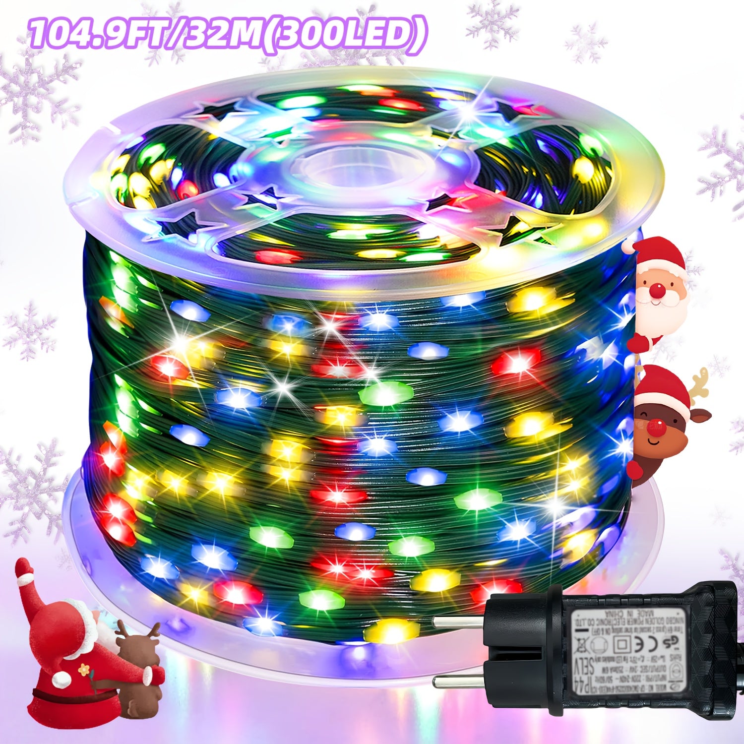 Light string 1000/300 LED Christmas  plug-in type, ultra long green flashing LED string light, PVC material