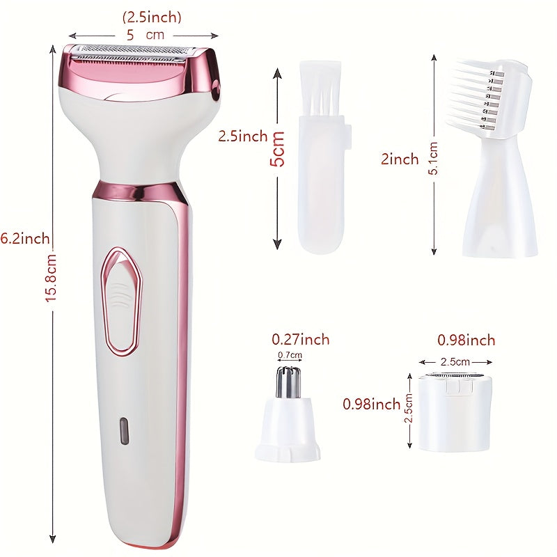 Hair Remover 4in1 Women's Electric  Multifunctional Women's Electric Shaver Trimmer Set Bikini Line Trimmer for Women USB Rechargeable for Eyebrows, Nose, Face Legs Hair Removal Portable Gentle Perfect Gift for Women