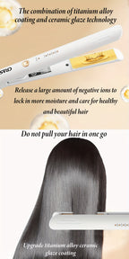 Hair Straightener CRASTS Titanium Flat Iron, 24W Unisex Adult  with 4-Temperature Settings, 220V Type C Plug, No Battery Required, for Straightening and Styling Hair, Home Use