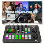 Sound Card USB-Powered Live  with Audio Interface, DJ Mixer Effects, Voice Changer, Rechargeable 1200mAh Lithium Battery, for Streaming, Podcasting, Gaming - Studio Equipment