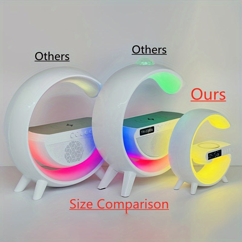 Charger and Night light Wireless Charger Stand Speaker Wireless Charging Station Atmosphere Nightlight Sunrise RGB Rhythm Light Table Lamp for Bedrooms Alarm Clock Birthday Gift Mobile Phone Stereo for iPhone 16 15 14 13 Pro Max AirPods for Samsung