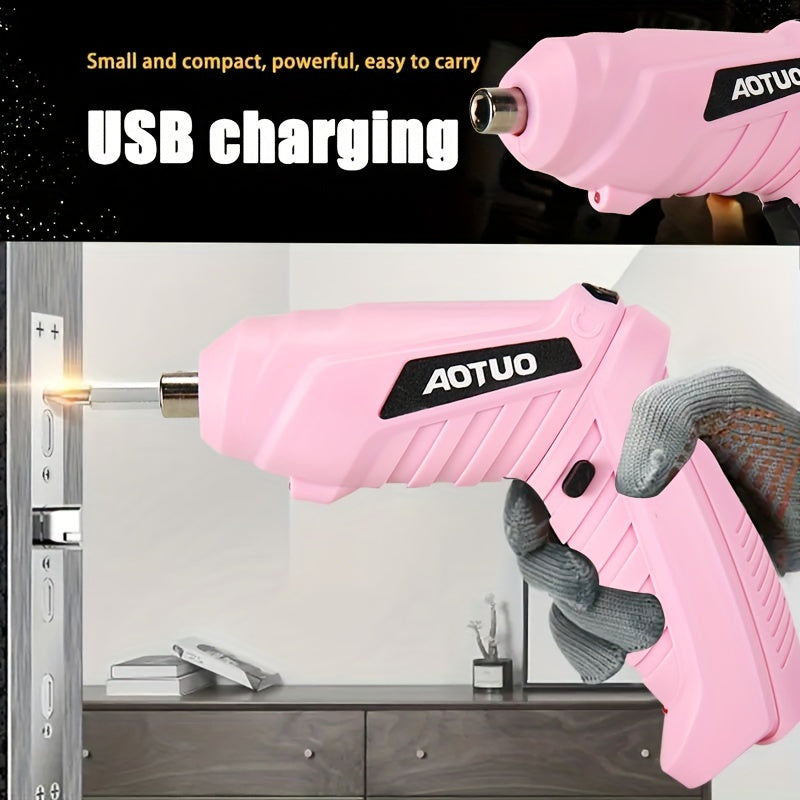 Screwdriver 14pcs Small Hand-Held Electric Screwdriver Set, 90° Rotatable Foldable Hand Drill Screwdriver Bits
