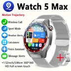 Smartwatch 2025 New GPS GT5  - 3.86cm HD Display, Wireless Calling, Over 100 Sports Modes, AI Voice Assistant, USB Charging, Compass Outdoor Fitness Tracker, Compatible with Android/for iPhone, Multi-Function Accesso