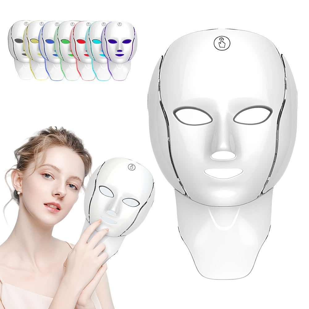 Facial Mask Beauty Device 138-Bead LED , 7-in-1 Face & Neck Care Tool with 7 Modes – Perfect for Home Use and Travel, Salon-Quality Skincare