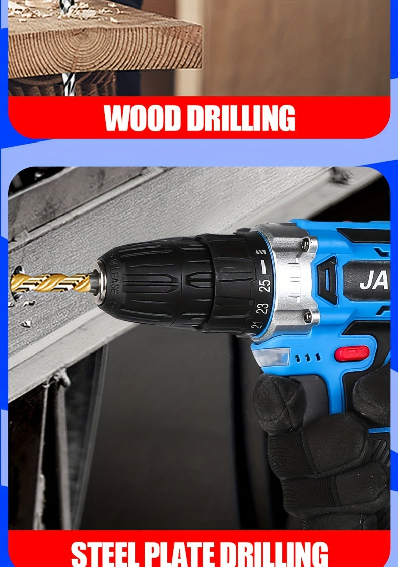 Screwdriver 1 Set JAVN 20V Cordless Drill Electric Screwdriver, Mini Wireless Power Driver DC Lithium-Ion Battery 3/8-Inch