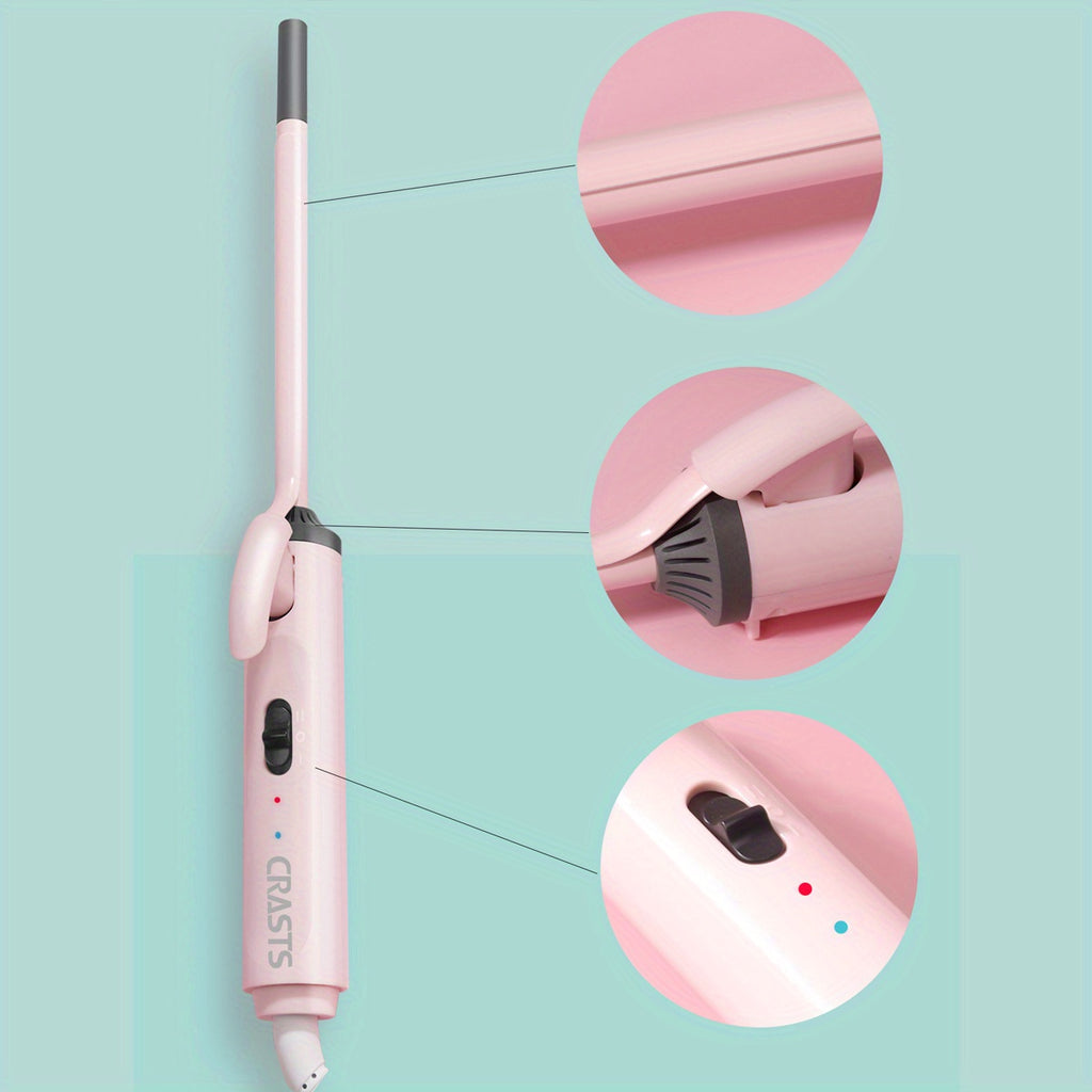 Hair Curling Wand CRASTS Unisex Adult , 9mm-25mm Teddy Bear Waves, Air Bangs, Mini 9mm 16mm 25mm Water Ripple Curls, 58W 220V Type C Plug, No Battery Required